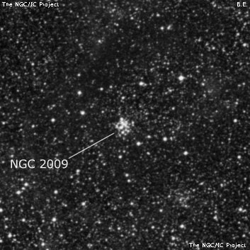 NGC 2009 - рассеянное скопление звёзд. Описание NGC 2009:, Рассеянное скопление в созвездии Золотая Рыба