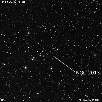 NGC 2013 - рассеянное скопление звёзд. Описание NGC 2013:, Рассеянное скопление в созвездии Возничий