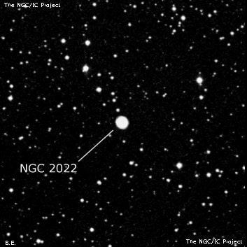 NGC 2022 - планетарная туманность. Описание NGC 2022:, Планетарная туманность в созвездии Орион
