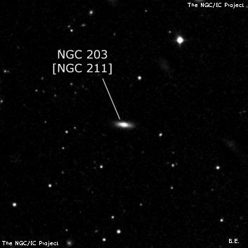 NGC 203 - линзовидная галактика. Описание NGC 203:, Объект глубокого космоса в созвездии Рыбы