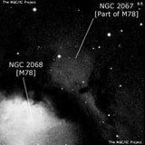 NGC 2067 - туманность. Описание NGC 2067:, Отражательная туманность в созвездии Орион
