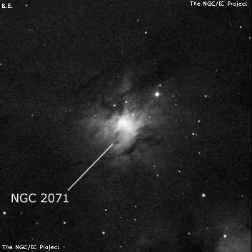 NGC 2071 - туманность. Описание NGC 2071:, Комплекс туманностей в созвездии Орион