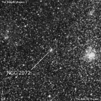 NGC 2072 - рассеянное скопление звёзд. Описание NGC 2072:, Рассеянное скопление в созвездии Столовая Гора