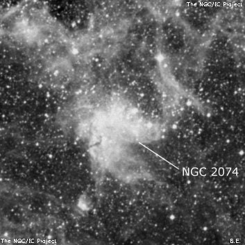NGC 2074 - туманность. Описание NGC 2074:, Комплекс туманностей в созвездии Золотая Рыба
