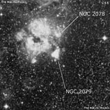 NGC 2079 - туманность. Описание NGC 2079:, Область H II в созвездии Золотая Рыба