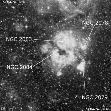 NGC 2084 - туманность. Описание NGC 2084:, Комплекс туманностей в созвездии Золотая Рыба