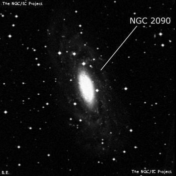 NGC 2090 - спиральная галактика. Описание NGC 2090:, Галактика в созвездии Голубь