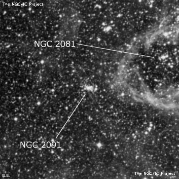 NGC 2091 - рассеянное скопление звёзд. Описание NGC 2091:, Рассеянное скопление в созвездии Золотая Рыба