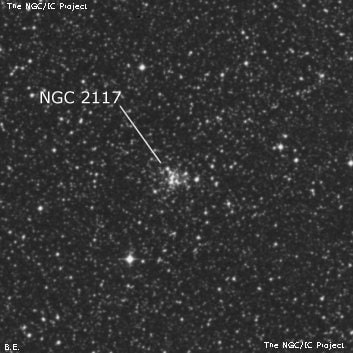 NGC 2117 - рассеянное скопление звёзд. Описание NGC 2117:, Рассеянное скопление в созвездии Золотая Рыба