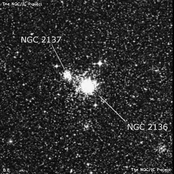 NGC 2136 - рассеянное скопление звёзд. Описание NGC 2136:, Шаровое скопление в созвездии Золотая Рыба