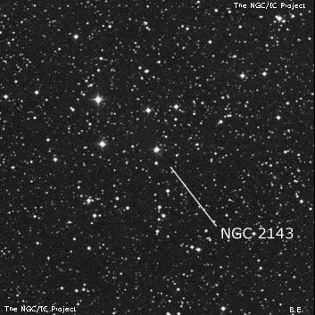 NGC 2143 - рассеянное скопление звёзд. Описание NGC 2143:, Рассеянное скопление в созвездии Орион