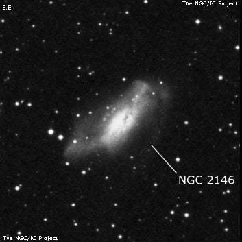 NGC 2146 - спиральная галактика с баром. Описание NGC 2146:, Галактика в созвездии Жираф