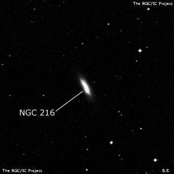 NGC 216 - линзовидная галактика. Описание NGC 216:, Галактика в созвездии Кит