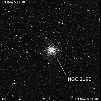 NGC 2190 - рассеянное скопление звёзд. Описание NGC 2190:, Шаровое скопление в созвездии Столовая Гора