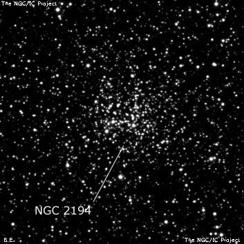 NGC 2194 - рассеянное скопление звёзд. Описание NGC 2194:, Рассеянное скопление в созвездии Орион