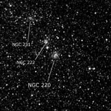 NGC 220 - рассеянное скопление звёзд. Описание NGC 220:, Рассеянное скопление в созвездии Тукан
