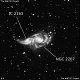 NGC 2207 - спиральная галактика с баром. Описание NGC 2207:, Галактика в созвездии Большой Пес