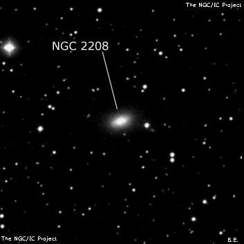 NGC 2208 - линзовидная галактика. Описание NGC 2208:, Галактика в созвездии Возничий