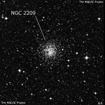 NGC 2209 - рассеянное скопление звёзд. Описание NGC 2209:, Шаровое скопление в созвездии Столовая Гора