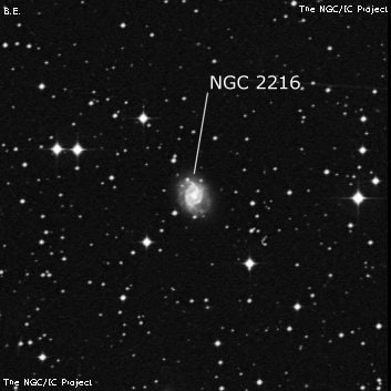 NGC 2216 - спиральная галактика с баром. Описание NGC 2216:, Галактика в созвездии Большой Пес