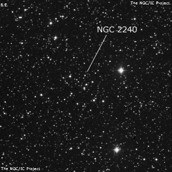 NGC 2240 - рассеянное скопление звёзд. Описание NGC 2240:, Рассеянное скопление в созвездии Возничий