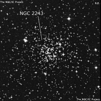 NGC 2243 - рассеянное скопление звёзд. Описание NGC 2243:, Рассеянное скопление в созвездии Большой Пес