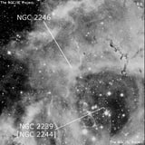NGC 2246 - туманность. Описание NGC 2246:, Комплекс туманностей в созвездии Единорог
