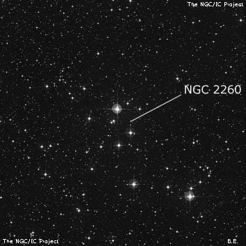 NGC 2260 - рассеянное скопление звёзд. Описание NGC 2260:, Рассеянное скопление в созвездии Единорог