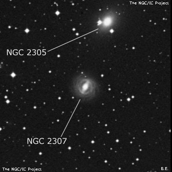 NGC 2307 - спиральная галактика с баром. Описание NGC 2307:, Галактика в созвездии Летучая Рыба