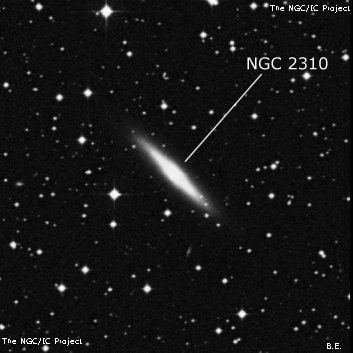 NGC 2310 - линзовидная галактика. Описание NGC 2310:, Галактика в созвездии Корма