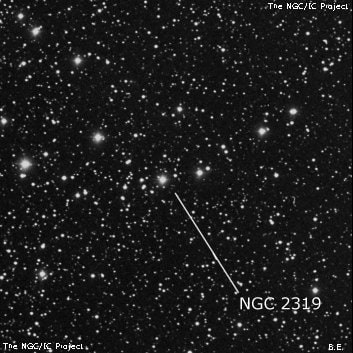 NGC 2319 - группа звёзд. Описание NGC 2319:, Рассеянное скопление в созвездии Единорог