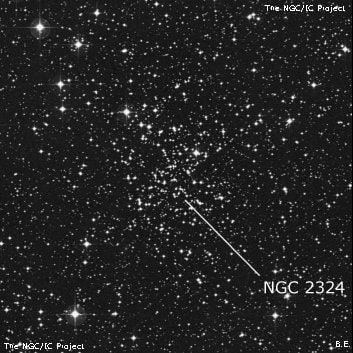 NGC 2324 - рассеянное скопление звёзд. Описание NGC 2324:, Рассеянное скопление в созвездии Единорог