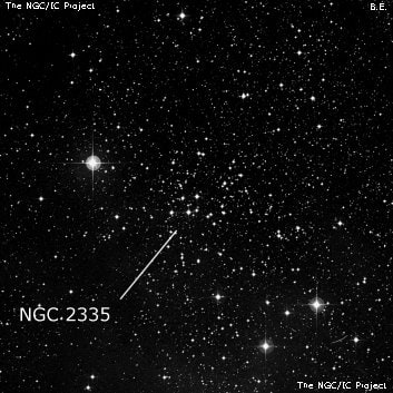 NGC 2335 - рассеянное скопление звёзд. Описание NGC 2335:, Рассеянное скопление в созвездии Единорог
