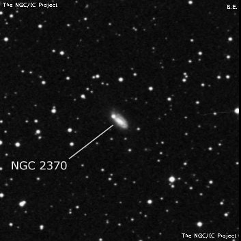 NGC 2370 - спиральная галактика с баром. Описание NGC 2370:, Галактика в созвездии Близнецы