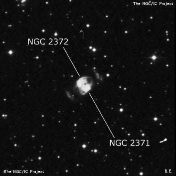 NGC 2371 - планетарная туманность. Описание NGC 2371:, Объект глубокого космоса в созвездии Близнецы