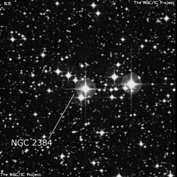 NGC 2384 - рассеянное скопление звёзд. Описание NGC 2384:, Рассеянное скопление в созвездии Большой Пес