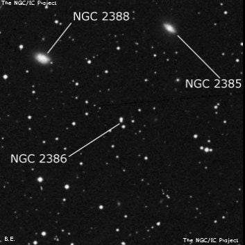 NGC 2386 - две звезды. Описание NGC 2386:, Объект глубокого космоса в созвездии Близнецы
