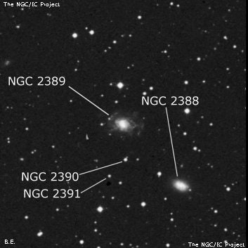 NGC 2389 - спиральная галактика с баром. Описание NGC 2389:, Галактика в созвездии Близнецы