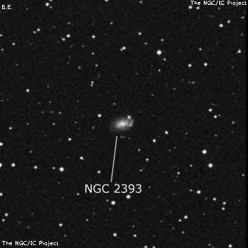 NGC 2393 - спиральная галактика. Описание NGC 2393:, Галактика в созвездии Близнецы