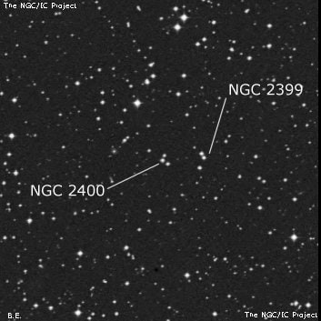 NGC 2400 - три звезды. Описание NGC 2400:, Объект глубокого космоса в созвездии Малый Пес