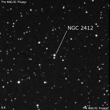 NGC 2412 - две звезды. Описание NGC 2412:, Двойная звезда в созвездии Малый Пес