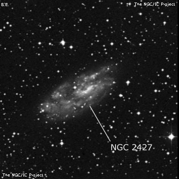 NGC 2427 - спиральная галактика с баром. Описание NGC 2427:, Галактика в созвездии Корма