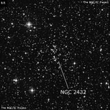 NGC 2432 - рассеянное скопление звёзд. Описание NGC 2432:, Рассеянное скопление в созвездии Корма