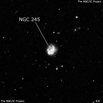 NGC 245 - спиральная галактика. Описание NGC 245:, Галактика в созвездии Кит
