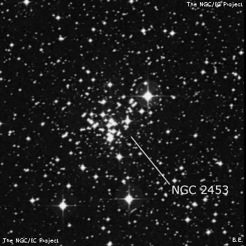 NGC 2453 - рассеянное скопление звёзд. Описание NGC 2453:, Рассеянное скопление в созвездии Корма