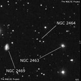 NGC 2464 - три звезды. Описание NGC 2464:, Объект глубокого космоса в созвездии Рысь