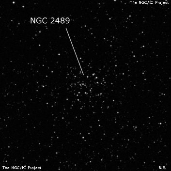 NGC 2489 - рассеянное скопление звёзд. Описание NGC 2489:, Рассеянное скопление в созвездии Корма