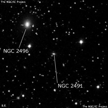 NGC 2491 - спиральная галактика. Описание NGC 2491:, Галактика в созвездии Малый Пес