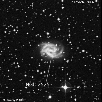 NGC 2525 - спиральная галактика с баром. Описание NGC 2525:, Галактика в созвездии Корма