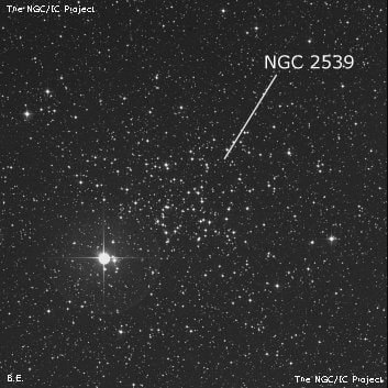 NGC 2539 - рассеянное скопление звёзд. Описание NGC 2539:, Рассеянное скопление в созвездии Корма